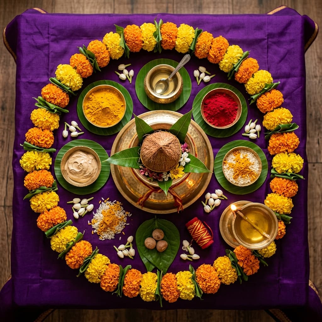 Mangala Snanam icon and ritual elements