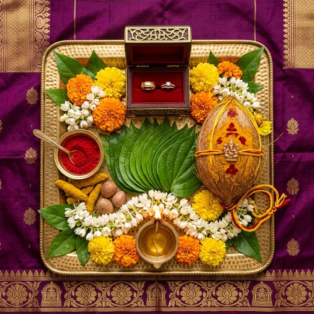 Engagement Nischitartham ceremony setup
