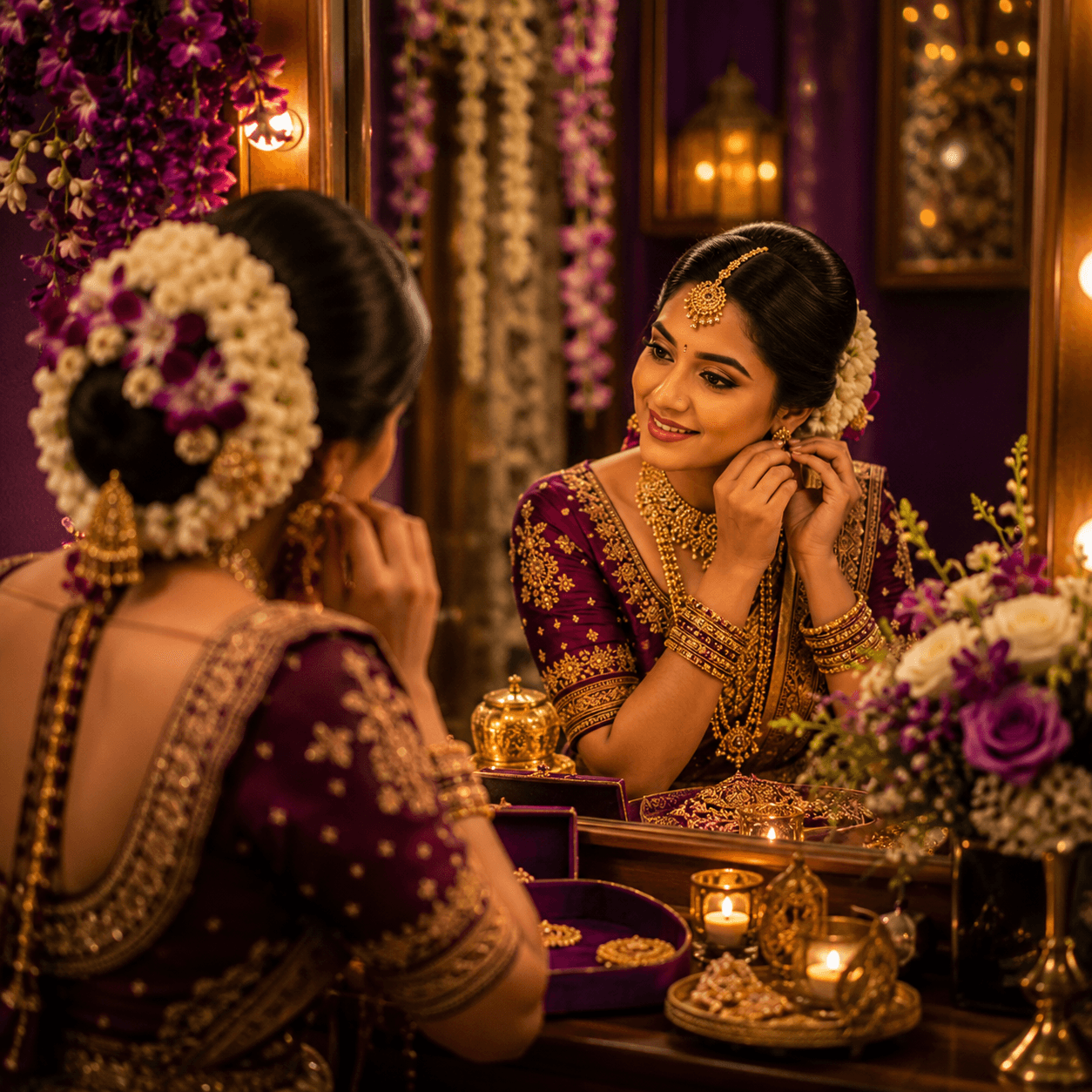 Professional bridal makeup and preparation services for Telugu weddings in Tenali